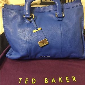 Ted Baker bright blue with gold hardware handbag.